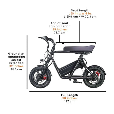 emove roadrunner seated electric scooter dimensions